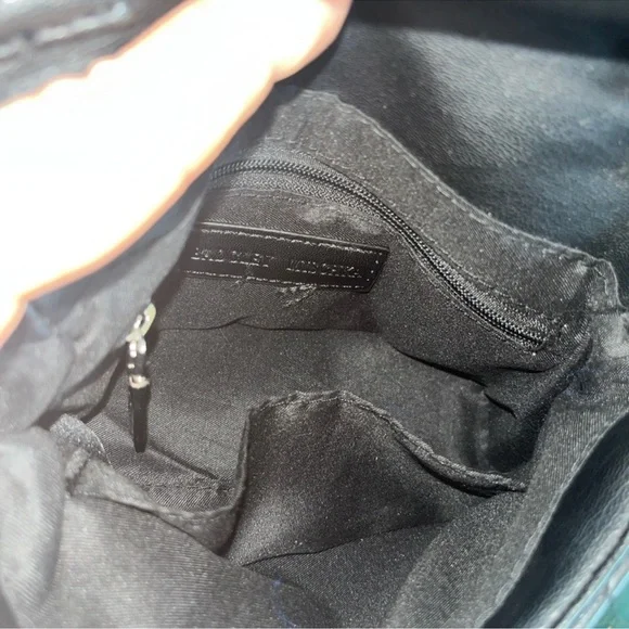 Badgley Mischka/Vegan Leather Clutch Bag Pearl Handle Black Crossbody Purse - Picture 5 of 9